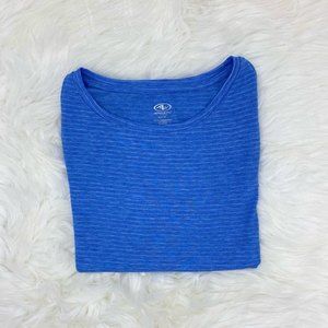 Athletic Works Royal Blue Micro Stripe Tee, Medium